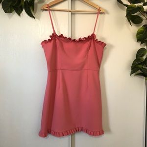 French Connection Whisper Ruth Pink Frill Dress L
